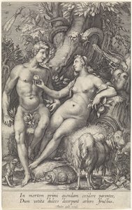Caída con serpiente hembra de Jan Saenredam