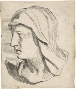 Busto femenino, con velo colgando de los hombros.