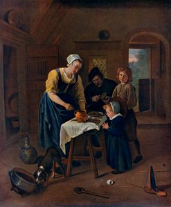 Una familia campesina en la hora de la comida, c1665 de Jan Havickszoon Steen