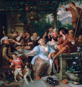 Compañía alegre en una terraza de Jan Steen