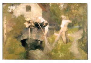 Dragado en el Woluwe (óleo sobre lienzo) de Jan Stobbaerts