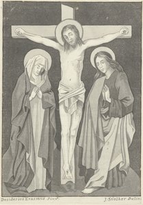 Cristo en la cruz con María y Juan de Jan Stolker (signed by artist)