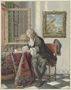 Joven escribiendo en una ventana de Jan Stolker
