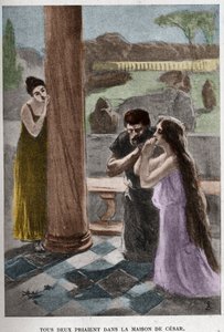 Ambos rezaron en la casa de César (capítulo VIII) ilustración de Jan Styka (1858-1925) para la novela 