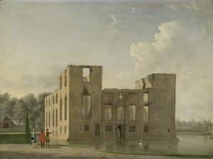 Vista trasera del castillo de Berckenrode en Heemstede después del incendio
Castillo de Berkenrode, Heemstede, después del incendio del 4-5 de mayo de 1747: Vista trasera de Jan Ten Compe