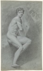 Desnudo masculino sentado, mirando a la derecha, delante de un árbol de Jan Tersteeg (possibly)