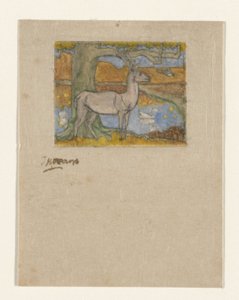 Un ciervo junto a un árbol frente a un estanque
Ciervo junto a un árbol (título original) de Jan Toorop (signed by artist)