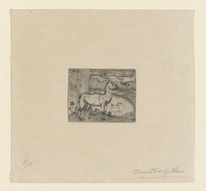 Un ciervo junto a un árbol frente a un estanque
Ciervo junto a un árbol (título original) de Jan Toorop