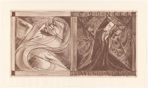 Portada para Twists con una monja con flores y dos fantasmas, uno con una máscara en la mano de Jan Toorop