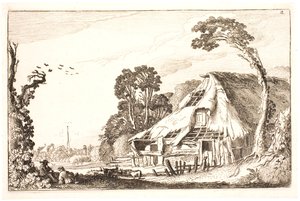 Paisaje con un granero en ruinas de Jan Van de Velde