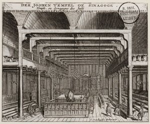 Interior de la Sinagoga Portuguesa en Ámsterdam de Jan Veenhuysen
