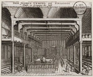 Interior de la Sinagoga Portuguesa en Ámsterdam de Jan Veenhuysen