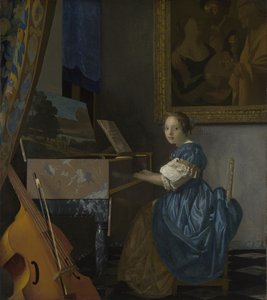 Una joven sentada en un virginal, c. 1670