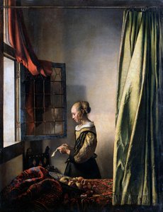 Chica leyendo una carta junto a una ventana abierta, ca. 1659 de Jan Vermeer van Delft