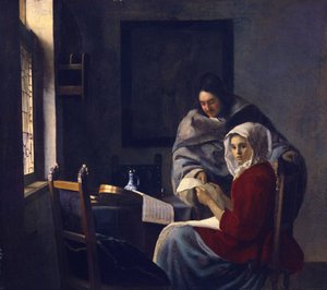 Chica interrumpida en su música, c. 1660 de Jan Vermeer van Delft
