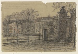 Vista de las casas entre los árboles, Dordrecht