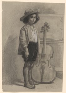 Niño junto a un violonchelo de Jan Veth