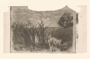 Paisaje con agua, cañas y barca de remos de Jan Veth