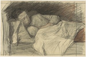 Madre en la cama con su hijo de Jan Veth