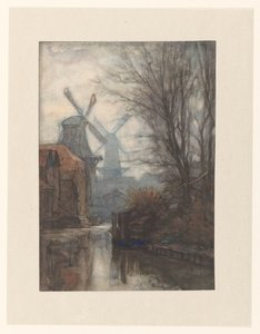 Molinos en un canal de Jan Veth