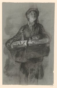 Niño de pie con cesta