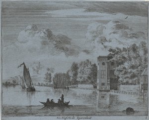 Vista de la granja Savenhout en Haarlem El Hofstede Sparenhout (título sobre el objeto) Paisajes del área de Haarlem (título de la serie) Gesigten fuera de Haarlem, Hecho por. JVV (título de la serie en el objeto) de Jan Vincentsz. van der Vinne