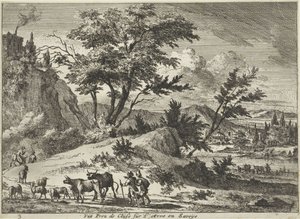 Vista de una carretera cerca de Cluses en el Arve, Saboya Vue Prez de Cluse sur L´Arve en Savoije (título sobre objeto) Rostros en Saboya (título de la serie) de Jan Vincentsz. van der Vinne