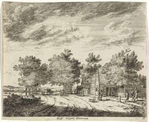 Paisaje a mitad de camino Pesando la mitad de Overveen (título sobre el objeto) Paisajes del área de Haarlem (título de la serie) Gesigten fuera de Haarlem, Hecho por. JVV (título de la serie en el objeto) de Jan Vincentsz. van der Vinne