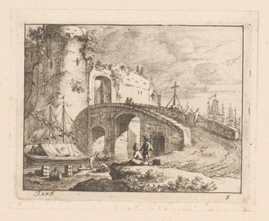 Puerta de la ciudad en un puerto italiano de Jan Vincentsz. van der Vinne