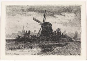 paisaje con molino de Johannes Martinus Vrolijk