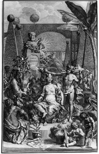 Frontispicio de "Hortus Cliffortianus" de Charles Linne (Carl von Linne, Linneo 1707 - 1778), naturalista sueco. 1737. Grabado por Jan Wandelaar (1690-1759). Colección privada.