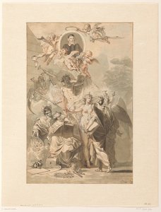 Diseño del frontispicio para Edward Simson, Chronicon Catholicon de Jan Wandelaar