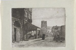 Vista de la Iglesia de San Martín en Woudrichem de Jan Weissenbruch