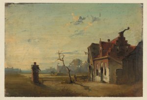 Paisaje con granja y bomba de agua de Jan Weissenbruch