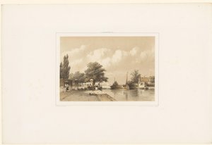 Vista al río con barcaza de Jan Weissenbruch