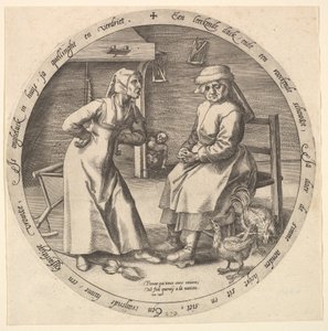 La mujer regañona y la gallina cacareante de Jan Wierix