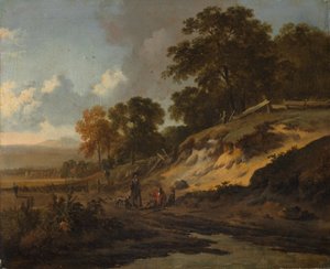 Paisaje con cazadores, c.1660-80 (óleo sobre lienzo) de Jan Wijnants