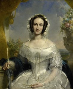 Agatha Petronella Hartsen (1814-78). Vestida de novia con motivo de su matrimonio con Jan van der Hoop el 17 de marzo de 1841 de Jan Willem Pieneman