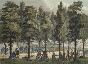 Los marselleses en los Campos Elíseos, 30 de junio de 1792, grabado por Reinier Vinkeles y Daniel Vrydag de Jan after Bulthuis