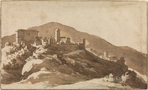 Una vista de Savelli cerca de Albano de Jan de Bisschop