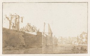 Vista de la muralla de Leiden de Jan de Bisschop