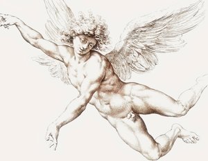Ángel masculino desnudo volando de Jan de Bisschop