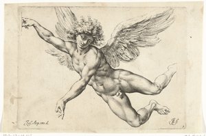 Estudio para un ángel desnudo y volador
Paradigmata graphices variorum artificum (título de la serie)