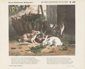 Los tres conejitos y la cabra (título sobre el objeto) Nuevos grabados infantiles holandeses (título de la serie en el objeto)