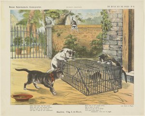El ratón y el gato (título sobre el objeto) Nuevos grabados infantiles holandeses (título de la serie en el objeto) Impresiones de Funke (título de la serie en el objeto) de Jan de Haan
