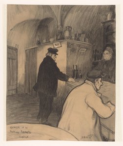Posada en Pont-des-Bandets, Brujas (título sobre objeto) de Jan de Waardt (signed by artist)
