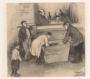 Antes del Restaurant Royal - La Haya, febrero de 1896 (título sobre el objeto) de Jan de Waardt (signed by artist)