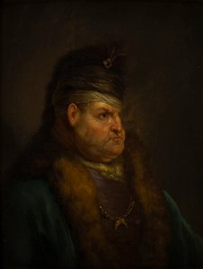 Retrato de un hombre con turbante (óleo sobre tabla) de Jan the Elder (circle of) Lievens