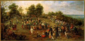 Baile popular ante los archiduques ... (pintura sobre lienzo)
