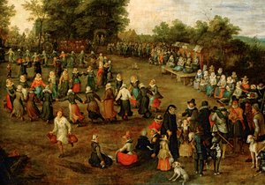 Baile popular ante los archiduques ... (pintura sobre lienzo)